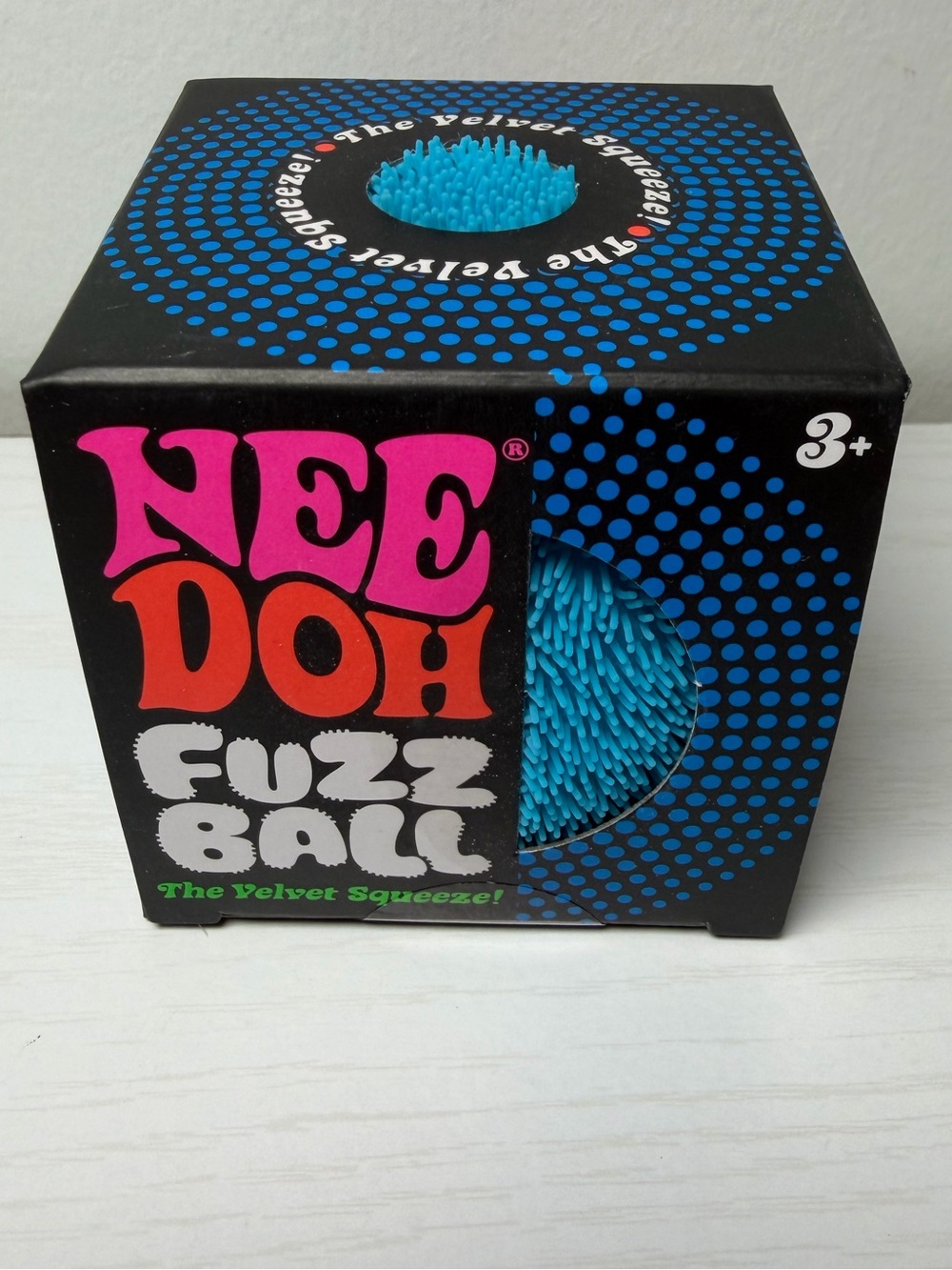 NeeDoh Blue Fuzz Ball Velvet Squeeze - Blue fidget toy squishy